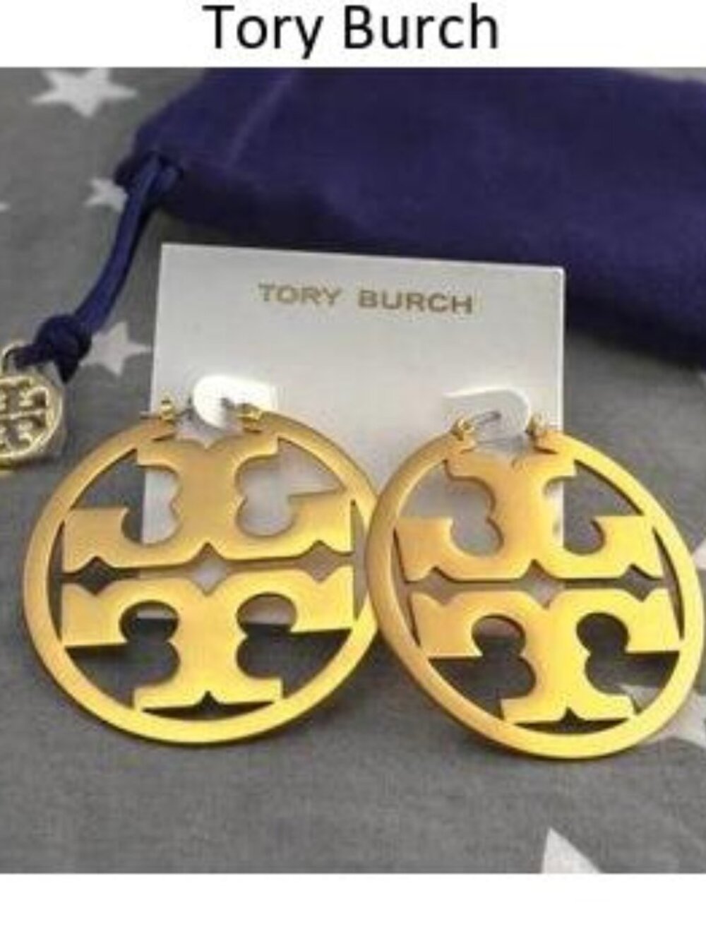 Tory Burch Miller Hoop Statement Matte Gold Earrings